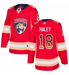 Mens Adidas Florida Panthers 18 Micheal Haley Authentic Red Drift Fashion NHL Jersey 