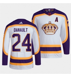 Men Los Angeles Kings 24 Phillip Danault White 2022 Reverse Retro Stitched Jersey