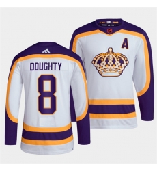 Men Los Angeles Kings 8 Drew Doughty White 2022 Reverse Retro Stitched Jersey