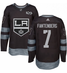 Mens Adidas Los Angeles Kings 7 Oscar Fantenberg Authentic Black 1917 2017 100th Anniversary NHL Jersey 