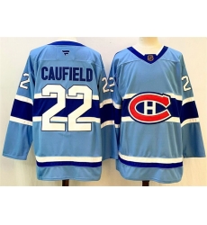 Men Montreal Canadiens 22 Cole Caufield Blue 2024 25 Reverse Retro Stitched Jersey Men Montreal Canadiens 22 Cole Caufield Blue 2024 25 Reverse Retro Stitched Jersey