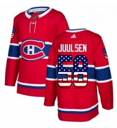 Mens Adidas Montreal Canadiens 58 Noah Juulsen Authentic Red USA Flag Fashion NHL Jersey 