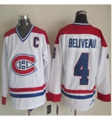 Montreal Canadiens #4 Jean Beliveau White CH-CCM Throwback Stitched NHL Jersey