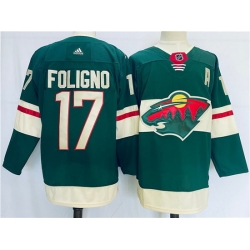 Men Minnesota Wild 17 Marcus Foligno Green Stitched Jersey