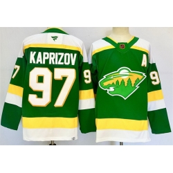 Men Minnesota Wild 97 Kirill Kaprizov Green 2024 25 Alternate With A Patch Stitched Hockey Jersey