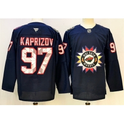Men Minnesota Wild 97 Kirill Kaprizov Navy 2024 25 Stitched Hockey Jersey