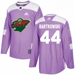 Mens Adidas Minnesota Wild 44 Matt Bartkowski Authentic Purple Fights Cancer Practice NHL Jersey 