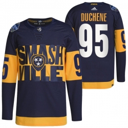 Men Nashville Predators 95 Matt Duchene 2022 Navy Stadium Series Breakaway Player Stitched Jersey