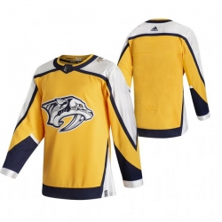 Men Nashville Predators Blank Yellow Adidas 2020 21 Reverse Retro Alternate NHL Jersey