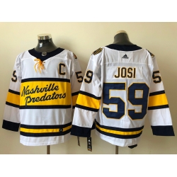 Men Nashville Predators Roman Josi 59 Yellow Adidas 2020 21 Reverse Retro Alternate NHL Jersey