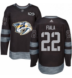 Mens Adidas Nashville Predators 22 Kevin Fiala Authentic Black 1917 2017 100th Anniversary NHL Jersey 