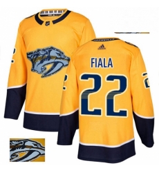 Mens Adidas Nashville Predators 22 Kevin Fiala Authentic Gold Fashion Gold NHL Jersey 