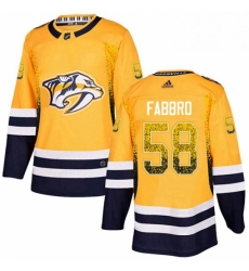 Mens Adidas Nashville Predators 58 Dante Fabbro Authentic Gold Drift Fashion NHL Jersey 