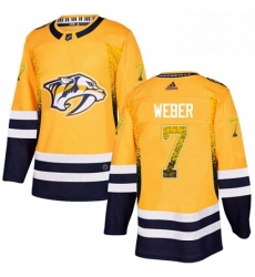 Mens Adidas Nashville Predators 7 Yannick Weber Authentic Gold Drift Fashion NHL Jersey 