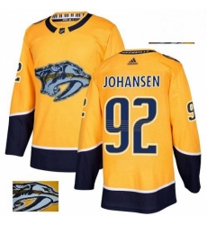 Mens Adidas Nashville Predators 92 Ryan Johansen Authentic Gold Fashion Gold NHL Jersey 