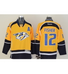 NHL Nashville Predators #12 Mike Fisher Yellow jerseys