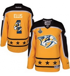 Predators #4 Ryan Ellis Yellow 2017 Stanley Cup Team Logo Fashion Stitched NHL Jersey