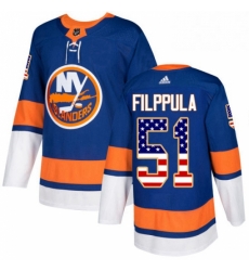 Mens Adidas New York Islanders 51 Valtteri Filppula Authentic Royal Blue USA Flag Fashion NHL Jersey 