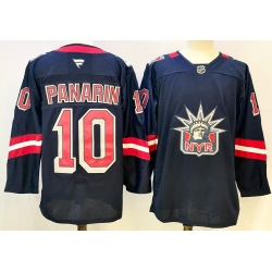 Men New York Rangers 10 Artemi Panarin Navy Stitched Hockey Jersey