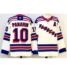 Men New York Rangers 10 Artemi Panarin White With A Patch 2024 25 Away Stitched Hockey Jersey Men New York Rangers 10 Artemi Panarin White With A Patch 2024 25 Away Stitched Hockey Jersey