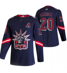 Men New York Rangers 20 Chris Kreider Navy Adidas 2020 21 Reverse Retro Alternate NHL Jersey