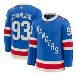 Men New York Rangers 93 Mika Zibanejad Blue Centennial Stitched Hockey Jersey