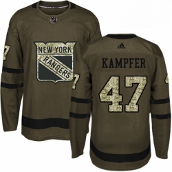 Mens Adidas New York Rangers 47 Steven Kampfer Authentic Green Salute to Service NHL Jersey 