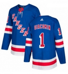 Youth Adidas New York Rangers 1 Eddie Giacomin Authentic Royal Blue Home NHL Jersey 