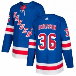 Youth Adidas New York Rangers 36 Glenn Anderson Premier Royal Blue Home NHL Jersey 