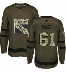 Youth Adidas New York Rangers 61 Rick Nash Premier Green Salute to Service NHL Jersey 