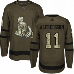 Mens Adidas Ottawa Senators 11 Daniel Alfredsson Authentic Green Salute to Service NHL Jersey 