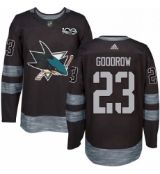 Mens Adidas San Jose Sharks 23 Barclay Goodrow Authentic Black 1917 2017 100th Anniversary NHL Jersey 