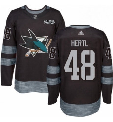 Mens Adidas San Jose Sharks 48 Tomas Hertl Authentic Black 1917 2017 100th Anniversary NHL Jersey 