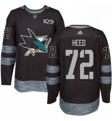 Mens Adidas San Jose Sharks 72 Tim Heed Premier Black 1917 2017 100th Anniversary NHL Jersey 