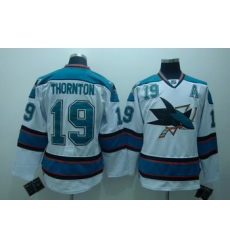 San Jose Sharks 19 Joe thornton white jerseys A patch