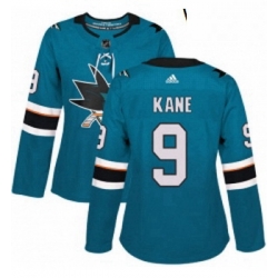 Womens Adidas San Jose Sharks 9 Evander Kane Authentic Teal Green Home NHL Jerse