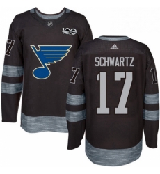 Mens Adidas St Louis Blues 17 Jaden Schwartz Authentic Black 1917 2017 100th Anniversary NHL Jersey 