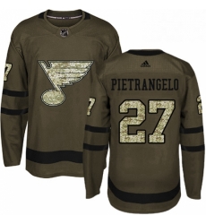 Mens Adidas St Louis Blues 27 Alex Pietrangelo Authentic Green Salute to Service NHL Jersey 