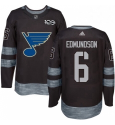 Mens Adidas St Louis Blues 6 Joel Edmundson Authentic Black 1917 2017 100th Anniversary NHL Jersey 