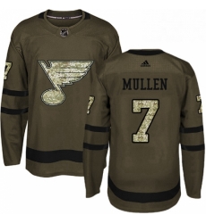 Mens Adidas St Louis Blues 7 Joe Mullen Authentic Green Salute to Service NHL Jersey 