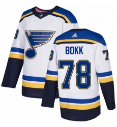 Mens Adidas St Louis Blues 78 Dominik Bokk Authentic White Away NHL Jersey 