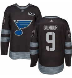 Mens Adidas St Louis Blues 9 Doug Gilmour Authentic Black 1917 2017 100th Anniversary NHL Jersey 