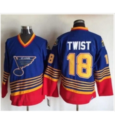 St.Louis Blues #18 Tony Twist Light Blue Red CCM Throwback Stitched NHL Jersey