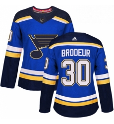 Womens Adidas St Louis Blues 30 Martin Brodeur Premier Royal Blue Home NHL Jersey 