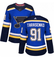 Womens Adidas St Louis Blues 91 Vladimir Tarasenko Premier Royal Blue Home NHL Jersey 