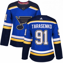 Womens Adidas St Louis Blues 91 Vladimir Tarasenko Premier Royal Blue Home NHL Jersey 