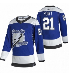 Men Tampa Bay Lightning 21 Brayden Point Blue Adidas 2020 21 Reverse Retro Alternate NHL Jersey