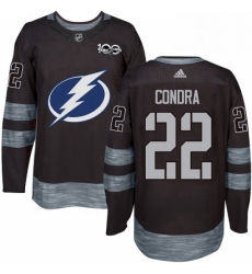 Mens Adidas Tampa Bay Lightning 22 Erik Condra Authentic Black 1917 2017 100th Anniversary NHL Jersey 