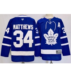 Men Toronto Maple Leafs 34 Auston Matthews Blue 2024 25 Stitched Jersey