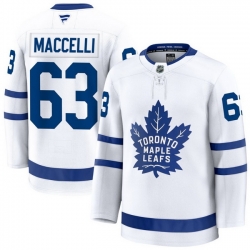 Men Toronto Maple Leafs Matias Maccelli 63 Fanatics Away White Premium Stitched Hockey Jersey